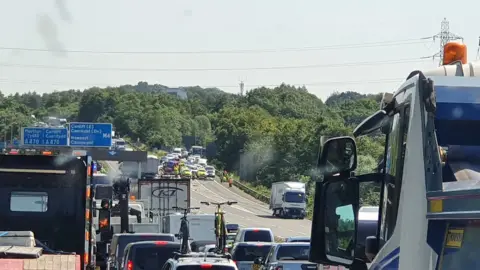 BBC The lorry crash on the M4 in Cardiff