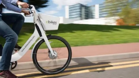 Derby City Council e-bike being used in Derby