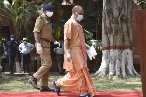 Getty Images Uttar Pradesh Chief Minister Yogi Adityanath in Noida, India.