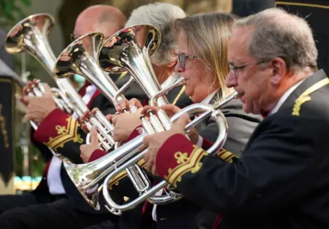 Jonathan Brady / PA Wire The Chiltern Hills Brass perform a lunchtime concert