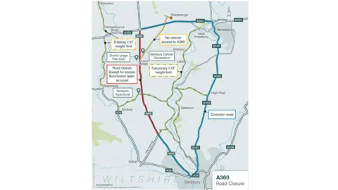 A360 section closure in Wiltshire for three months from April