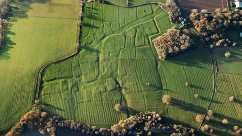 Historic England earthworks of Old Sulby medieval settlement in Northamptonshire