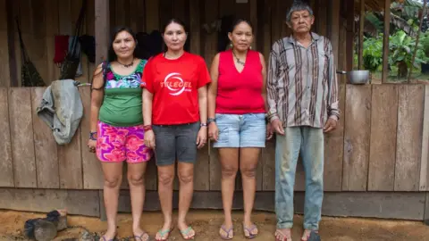 Gabriel Uchida/Kanindé Aruká and his three daughters