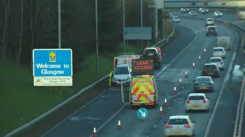 M77 reopens after crash involving eight vehicles