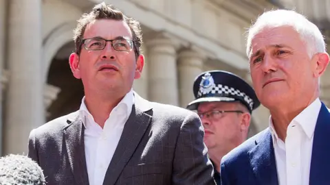 Getty Images Victorian Premier Daniel Andrews and Prime Minister Malcolm Turnbull at a press conference last year