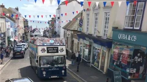 Richard Warwicker Open top bus in Lyme Regis
