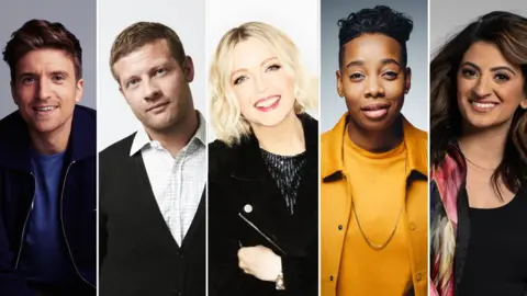 BBC Greg James, Demot O'Leary, Lauren Laverne, Dotty and Harpz Kaur