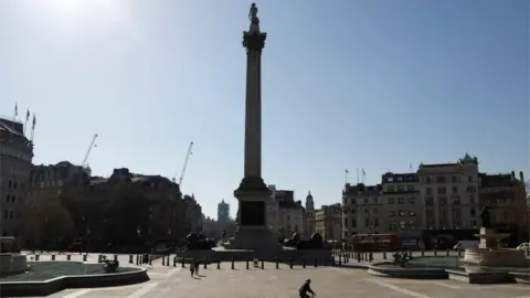 Getty Images A deserted Trafalgar Square in London (25/03/20)