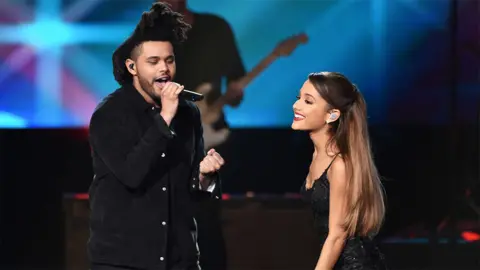 Getty Images The Weeknd and Ariana Grande