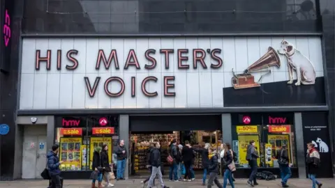 Getty Images HMV store with famous gramaphone and dog