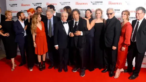 Getty Images Graham (second left) with Robert De Niro, Martin Scorsese, Al Pacino and the cast of The Irishman last month