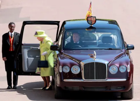 EPA Queen Elizabeth II arrives for the royal wedding ceremony