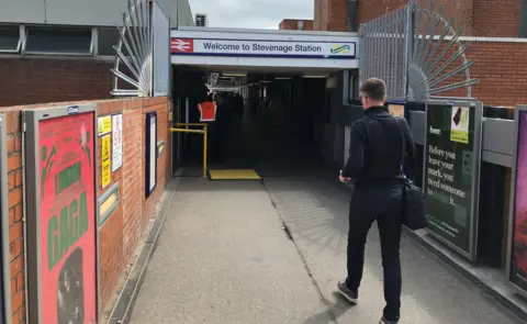 BBC General view of the exterior of Stevenage rail station