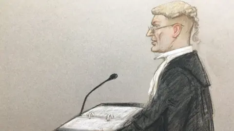 Julia Quenzler/BBC Court sketch of Prosecutor Nick Johnson KC