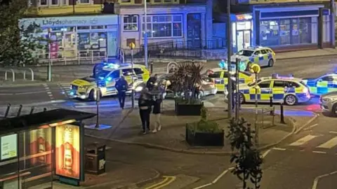 Gwenllian Hill The car surrounded by police after it crashed