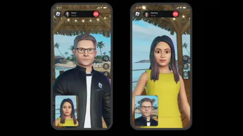 Roblox Two phones showing avatars on a call