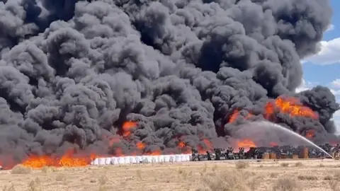 Large fire burns at New Mexico recycling plant