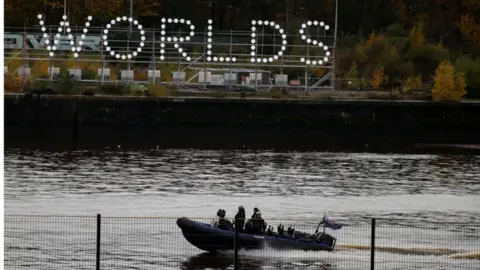 Reuters A police patrol on the River Clyde near the summit venue in Glasgow