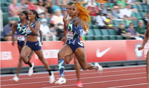 Getty Images Sha'carri Richardson running in Oregon