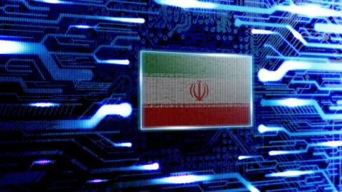 Getty Images Iran flag in a computer world