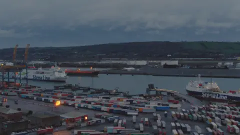 BBC Ferries and shipping containers at Belfast Port