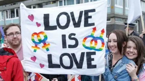 Getty Images "Love is love" flag at Glasgow Pride