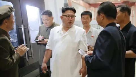 Reuters North Korean leader Kim Jong-un inspects the General Machine Plant in Pyongyang, 12 October 2017