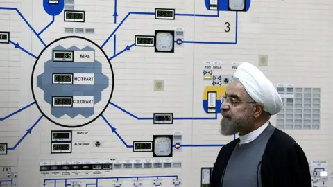 AFP President Rouhani pictured in a nuclear plant