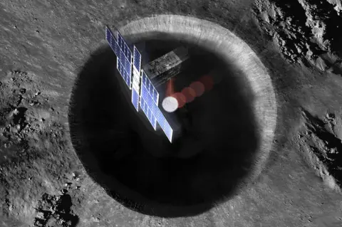 NASA/JPL-Caltech Artist's impression of the Lunar Flashlight spacecraft seen from above