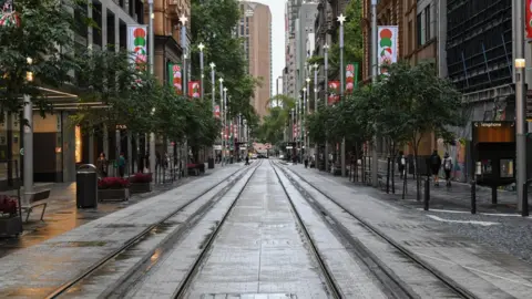 Getty Images An empty George Street in the CBD as residents of Greater Sydney are asked to consider staying at home