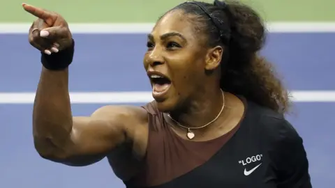 Getty Images Serena Williams shouting on a tennis court