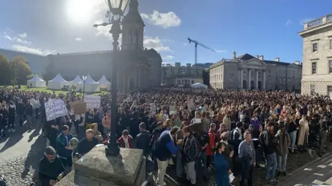 RTÉ Student protest at Trinity University Dublin
