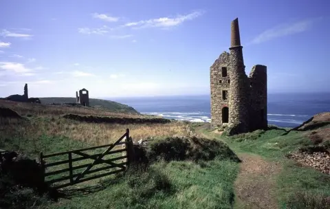 An abandoned tin mine at Botallack on the West Penwith coast of Cornwall