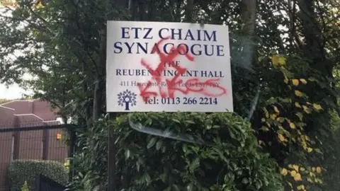 @sophielevin Graffiti on the synagogue sign