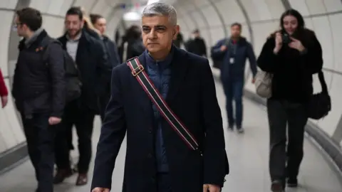 PA Media London mayor Sadiq Khan during a visit to Bond Street underground station