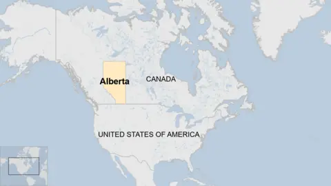 Map showing where Alberta is in Canada