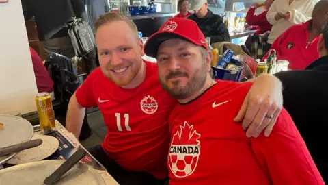 BBC Two Canada fans watching the team's first World Cup game at a bar in Toronto