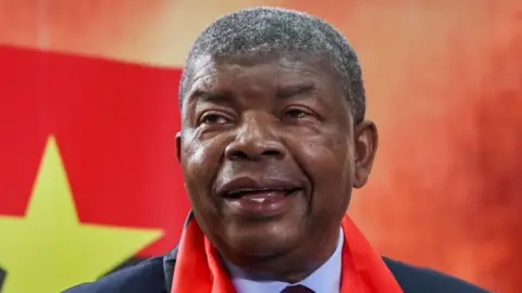 EPA  President and Presidential candidate for the People's Movement for the Liberation of Angola (MPLA) Joao Lourenco attends a press conference after the National Electoral Commission (CNE) certified his party's victory in the 24 August general elections, at the MPLA headquarters in Luanda, Angola, 29 August 2022.