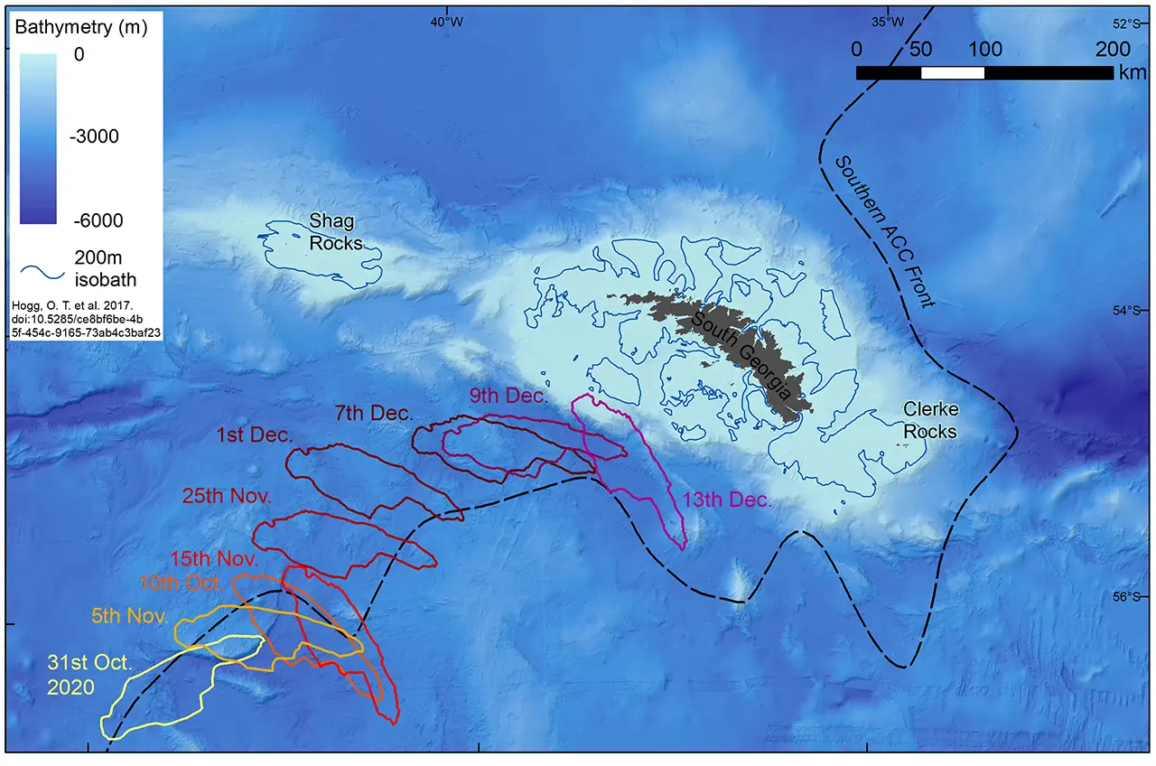 BAS/Laura Gerrish Map of South Georgia