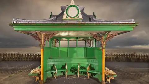 Historic England Archive Wooden beach shelter, Queen's Promenade