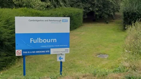 Google Sign of Fulbourn Hospital, Cambridge, Cambridgeshire and Peterborough NHS Foundation Trust.