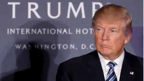 Getty Images Trump at his Washington DC hotel