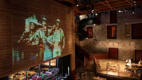 Bristol Old Vic and University of Bristol Theatre Group of men in the show Miss Ever’s Boys