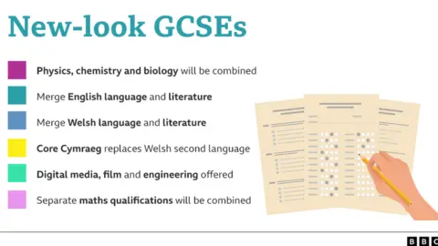 Information graphic detailing some changes to GCSEs