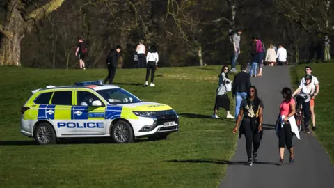 Getty Images A police car patrolling Greenwich Park in London in April