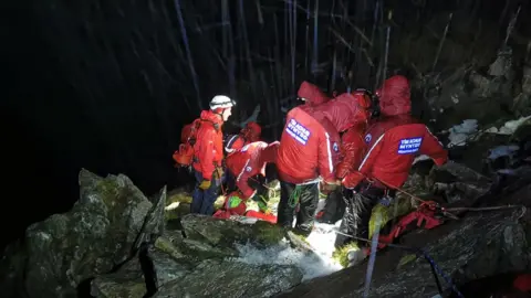 Ogwen Valley Mountain Rescue Organisation A climber is rescued from the slopes of Tryfan