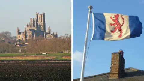 Geograph/John Sutton/Fenland Flag Ely Cathedral and Fenland Flag