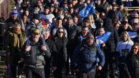 PA Media Tim Edwards in Liverpool on a walk from Land"s End to John O"Groats