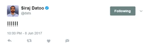 Siraj Datoo/Twitter Tweet: "!!!!!!"