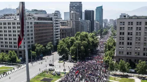 AFP Mass demonstration on the streets of Santiago on Wednesday 30 October